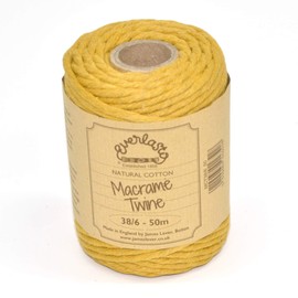 50M Spools - Everlasto Single Twist Soft Cotton Coloured Macrame Craft Twine 38/6 (4mm approx) (York Gold)