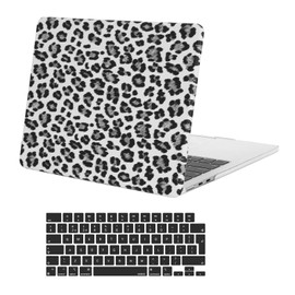 MOSISO Compatible with MacBook Air 13 inch Case M4 M3 M2 2025 2024 2022 A3240 A3113 A2681,Anti-Fingerprint PU Leather Coated Hard Shell&ScreenFilm&KeyboardCover for MacBook Air 13.6,Snow Leopard Grain