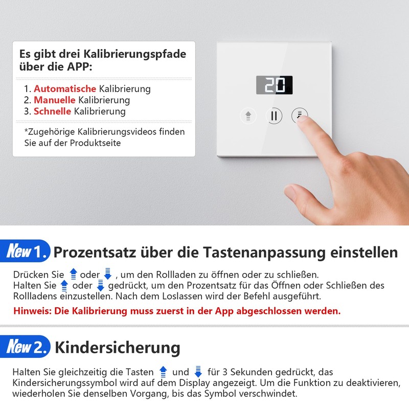 ALLEVOI Smart Roller Shutter Switch with Percentage Function, Blind Switch