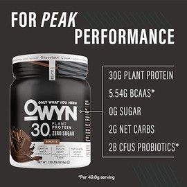 Owyn Only What You Need Pro Elite High Protein Powder, 30g Vegan Protein for Workout Recovery, Delicious Smooth Taste, Zero Sugar, Low Net Carbs, Choc