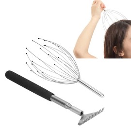 2Pcs Scalp Massager Tool＋ Back Scratcher, Handheld Scalp Massager Stainless Steel Retractable Massager Tickling Claw Set for Deep Relaxation Hair Stimulation and Stress Relief
