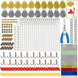 Fishing Lures Making Kit, 231pcs DIY Inline Spinner Bait Making Kit Colorado Spinner Blade Fishing Spoon Rig Treble Hooks Plier Make Your Own Fishing Lures for Bass Trout Walleye