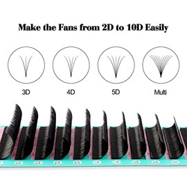 VAVALASH Eyelash Extension Supplies C Curl 0.03 Rapid Volume Lash Extensions Easy Fan 3D 4D 5D 6D 7D 10D Automatic Blooming Flower Lashes Self Fanning Lashes Russian Volume Individual Lashes C-0.03,12mm
