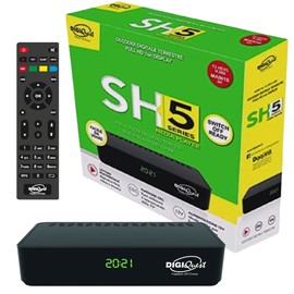 Digiquest SH5 HEVC H.265 DVB-T2 HD DVB-T2 Receiver DVB-T2 Chipset 10bit Full HD FTA, Tuner, DVB-T2 Digital Terrestrial Decoder, USB, HDMI, SCART, Ethernet LAN RJ-45, Black, Plastic