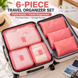 6-Piece Travel Packing Organizer Set for Luggage – Lightweight Reusable Oxford Storage Bags for Clothes and Accessories