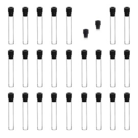 MagnaKoys 1/2 Dram Empty Clear Glass Perfume/Cologne Sampler vial Containers w/Black Top for Purse or Pocket Refillable (25, 1/2 Dram Black Vial w/o Clip or Applicator)