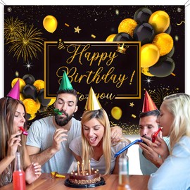 YRIOWMI Happy Birthday Banner Large Happy Birthday Backdrop,Men Women Birthday Anniversary Party Decoration Supplies,Photography Background for Home Decorations Party Supplies 7x5ft