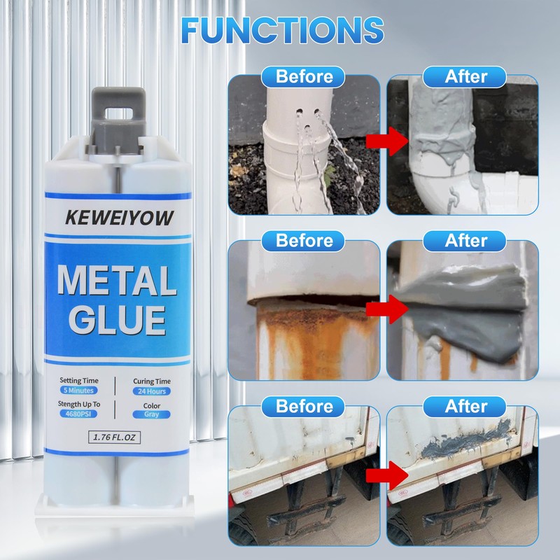 Metal Repair Glue, 2 Part Liquid Welding Glue, 1.76oz High-Temperature