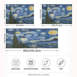 Blueangle Van Gogh The Starry Night Art Satin Pillowcase for Hair and Skin Silk Pillowcase, Queen Size(20x30 inches) - Satin Pillow Covers with Envelope Closure