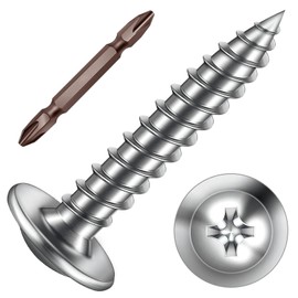 ORTAVA Tapping Screws M5 x 16 mm, Pack of 50 Wood Screws Stainless Steel A2 V2A Flat Head with Washer Phillips with Drill, Self-Tapping Screws Silver Oxide, Flat Head Screws Full Thread