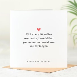 Beau Willows I Would Find You Sooner So I Could Love You For Longer - Happy Anniversary Card For Husband Wife Partner Boyfriend Girlfriend Love Card For Him Or Her