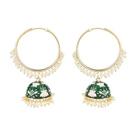 I Jewels 18K Gold Plated Traditional Handcrafted Meenakari work Jhumki Earrings for Women/Girls