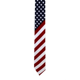 Men's Red White & Blue American Flag Neck Tie Long USA Novelty Patriotic
