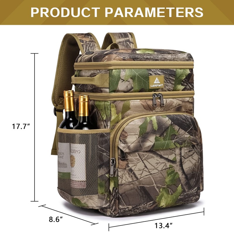 Laripwit 54 Cans Backpack Cooler Insulated Leak-Proof Camo Cooler Backpack