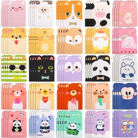 Wovnet 100 Packs Mini Notebooks for Kids Mini Notebooks Party Favors Animal Small Cute Pocketbook Bulk Cartoon Cat Dog Rabbit Bear Monkey Themed for Christmas Classroom Prizes Gift