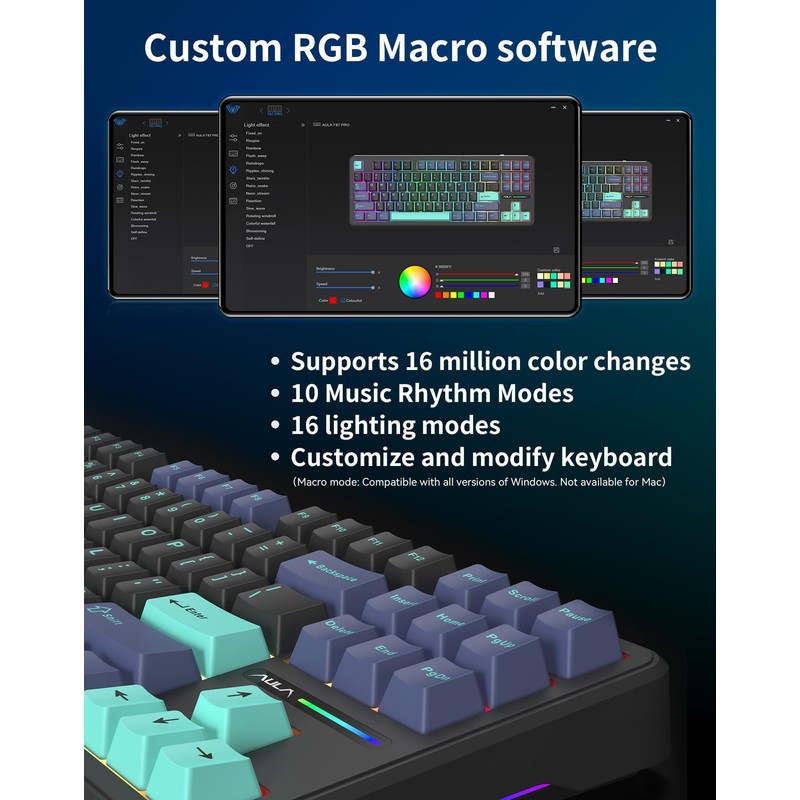 Aula F87 Pro Wireless Mechanical Keyboard, Tri-Mode Bluetooth/2.4GHz/USB-C, 87-Key TKL
