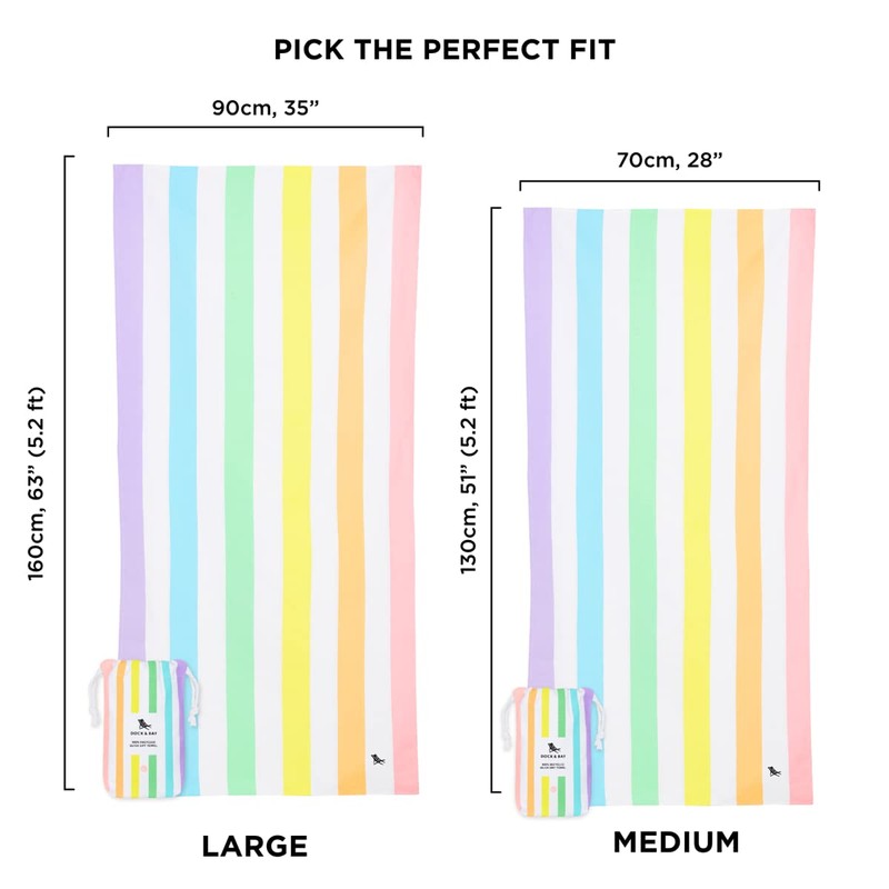 Dock & Bay Beach Towel - Quick Drying Microfibre, No