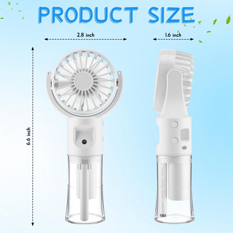 ZeahVeyora 6 Pack Handheld Portable Misting Fan 4 Speeds Rechargeable