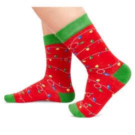 HAPPYPOP Christmas Gifts Stocking Socks for Kids - Light Up Secret Santa Socks, Xmas Stocking Stuffers for Girls Boys 10-12 Years Old with Greeting Card