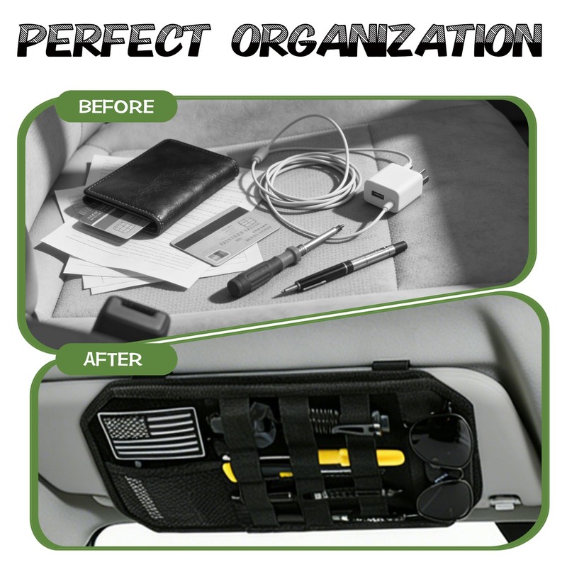 Car Sun Visor Organizer, Tactical Molle Panel Visor Storage Organizer