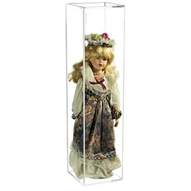 Better Display Cases Clear Acrylic Figure Display Case for Figurine Miniature Doll Bobblehead , Doll Stands Display Box for Figures,DIM:6" L x 6" W x 24" H. (A086-CB)