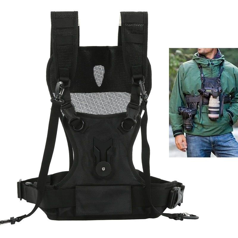 Dual Camera Harness, Multi-Carrying Chest Vest System for Camera, Nylon