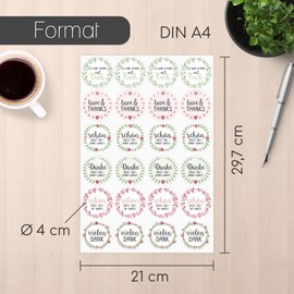 #detailverliebt 24 Stickers Schön, dass du da warst I Diameter 4 cm I DIN A4 Sheet I Wedding Stickers Gift Stickers Pastel Colours