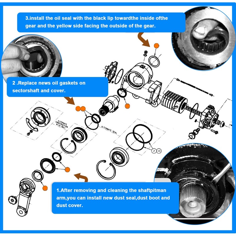YMT Sector Shaft Seals Repair Kit Replace for Sheppard M100