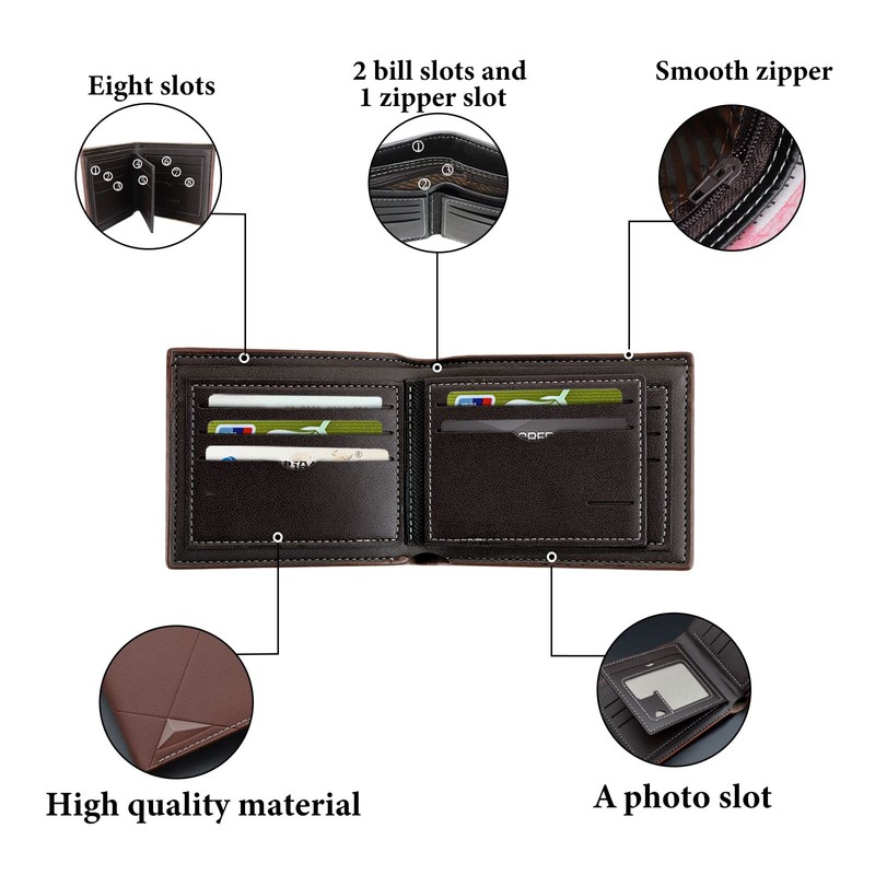 FuninCrea Men's Slim Leather Multi Slot Wallets Wallets for Men