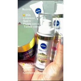 NIVEA Rutina Facial Luminous 630° Antimanchas con Ácido Hialurónico (4 Piezas) Suero, Fluido con Protector Solar FPS50, Contorno de Ojos Anti-Ojeras y Crema de Noche. Unifica el tono de tu piel