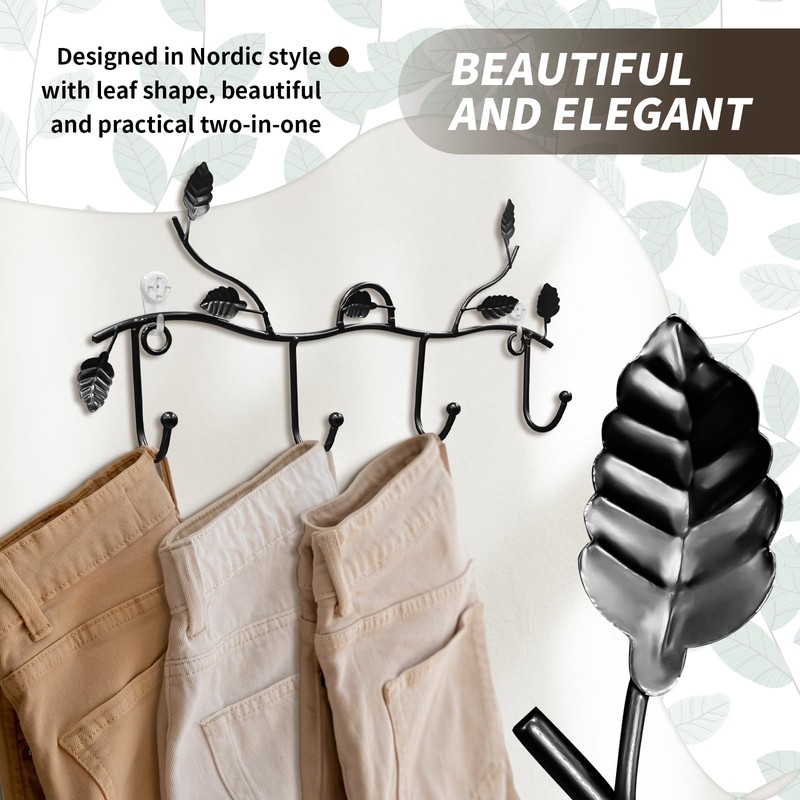 Coat Rack Black Metal Leaves Wall Coat Rack Hallway Wall