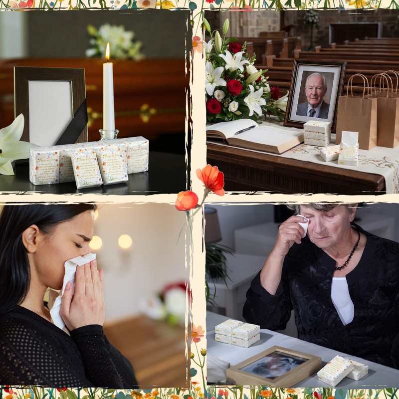 60 Pack Funeral Tissues 3 Ply Pocket Travel Size Poem,