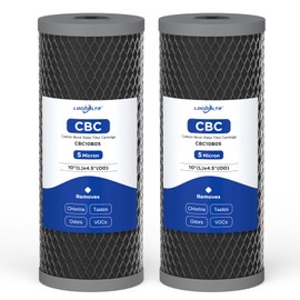 5 Micron 10" x 4.5" Whole House Carbon Block Sediment Water Filter Cartridge Replacement for WFHDC8001, CB-BB-10, FXHTC, FC15B, EP-BB, EPM-BB, CTO10BB, WCBFF975, CB-45-1005, CTO-F10B-5 (Pack of 2)