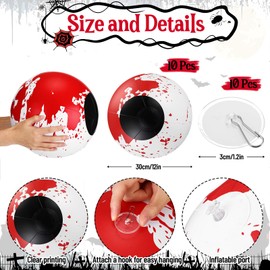 10 Pcs Halloween Eyeball Red Inflatable Eye Ball 12 Inch