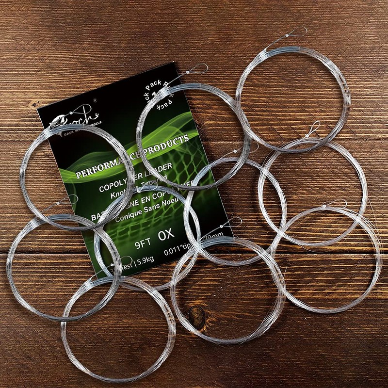 Fly Fishing Tapered Leader Nylon with Pre-tied Loop 10 Pack