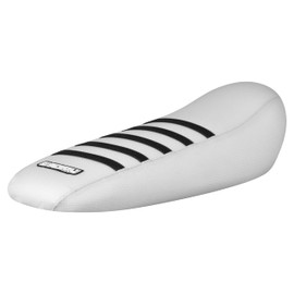 Enjoy Mfg Seat Cover - Compatible Fit for Sur Ron SurRonshop Extended SEAT Sur-Ron Light Bee MX & X E-Bike #396 (Black Rib) (All White/Black Ribs)