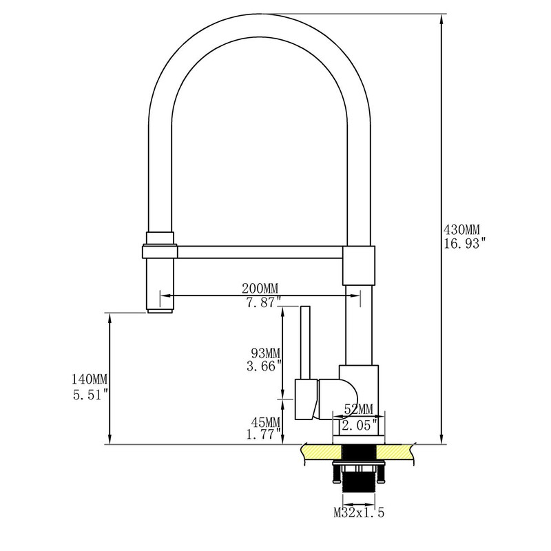 Pirooso Gold and Black Kitchen Faucet, Kitchen Sink Faucet with