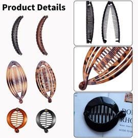 Banana Clips for Hair, Banana Hair Clip, Banana Clip, Banana Hair Clips for Fine Hair and Thick Hair, for Women Banana Clip Two Comb Long Hair Clips Ponytail Hair Comb Banana (6 Pcs)