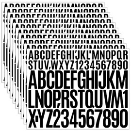 10 Sheets Smal Letter Stickers - 1+2 Inch Black Vinyl Self Adhesive Alphabet Number Stickers Stick On Letters for Mailbox Sign Window Door Address Number Scrapbooking(Black, 1+2 Inch)