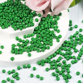 ORNSHIZI 4mm Grass Green Seed Beads 6/0, 50gram About 650pcs Seed Beads for Making Wrist Bracelet Earring Necklace Jewelry