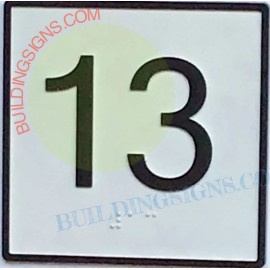 BuildingSigns.com Elevator Floor Number 13 Sign- Elevator JAMB Plate Floor 13 Sign-REF24-102