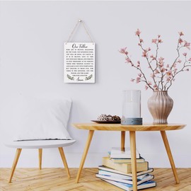 BELLOWDEER Christian Bible Verses Wall Decor Our Father Prayer Wall Decor The Lords Prayer Wooden Hanging Sign Scripture Wall Art for Home Living Room Bedroom Home Wall Decor 8x10 Inches Religious Gift