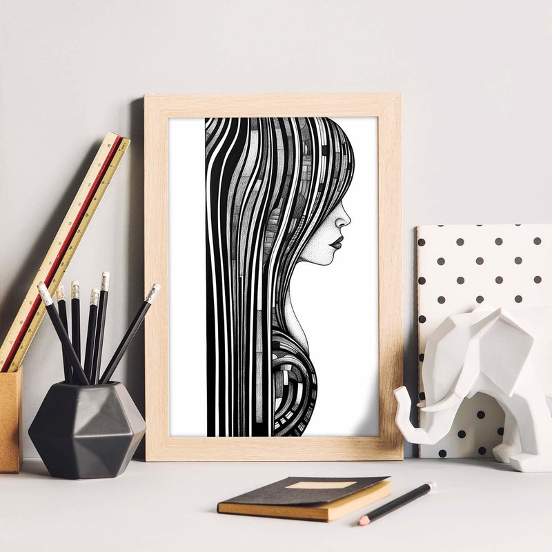 Nacnic Abstract Woman Poster Lightwood frame A4