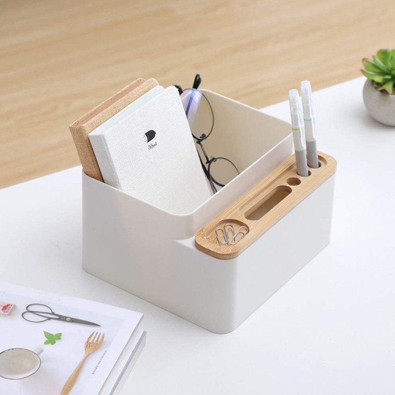 poeland Desktop Storage Box Pencil Pen Holder Makeup Brushes Organizer