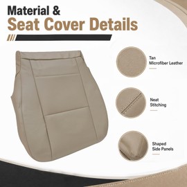 Front Driver and Passenger Side Bottom & Top Back & Armrest Cover Replacement Seat Covers Microfiber Leather Tan Compatible with Toyota Sequoia Tundra 2000 2001 2002 2003 2004 2005 2006