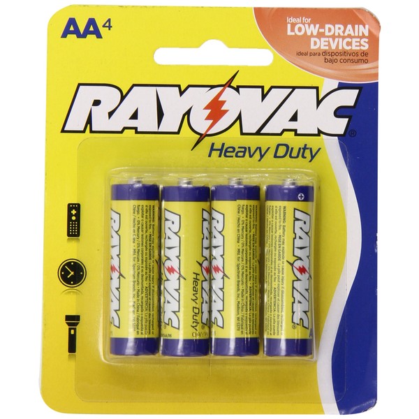Rayovac Heavy Duty AA Batteries, 5AA-4D, 4-Pack