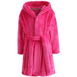 BTPEIHTD Kids Hooded Bathrobe Girls Soft Plush Hooded Flannel Pajamas Sleepwear Boys Spa Robe Rose 5-6 Years