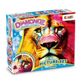 CRAZE DIAMONDZ LION Children's Diamond Painting Set, DIY Diamond Painting Craft Set, Mosaic Making for Children with Accessories, 36 x 27 cm