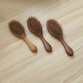 Sandalwood Air Cushion Comb for Hair Extensions, Portable Massage Hair Brush Haematoxylin 4ea