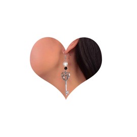 Inilbran Boho Key Earrings Silver Heart Key Drop Earrings Vintage Key Drop Earrings Minimalist Pearl Heart Dangle Earrings Jewellery for Women and Girls, Zinc